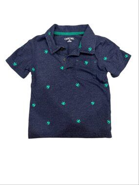 Cherokee Toddler Boys Navy Blue Frog Print Polo Shirt (4T)